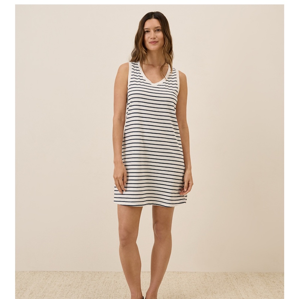Pact Black and White Striped Tank Dress